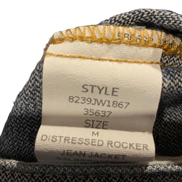 Ralph Lauren Polo Jeans Distressed Rocker Denim Trucker Ripped Y2K Jean Jacket-M - Picture 14 of 14